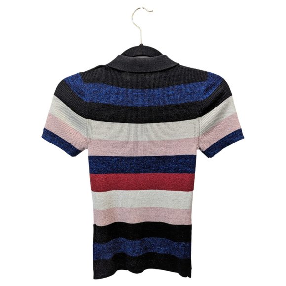 Ochirly Metallic Striped Knit Polo Top - Picture 3 of 6